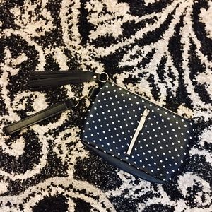NWOT black & white polka dots wristlet bag NEW